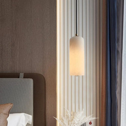 Alabaster Brass Pendant Light | Dia 3.9 x H 9.8 in / Dia 7.9 x H 59 in | Jade Minimalist Style | Metal Shade Accent | Brick by Brick
