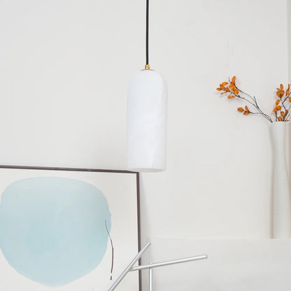Alabaster Brass Pendant Light | Dia 3.9 x H 9.8 in / Dia 7.9 x H 59 in | Jade Minimalist Style | Metal Shade Accent | Brick by Brick