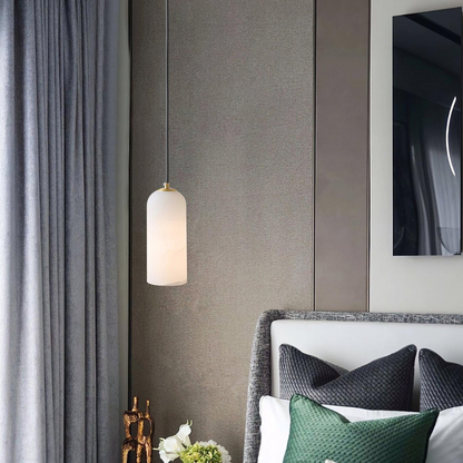 Alabaster Brass Pendant Light | Dia 3.9 x H 9.8 in / Dia 7.9 x H 59 in | Jade Minimalist Style | Metal Shade Accent | Brick by Brick