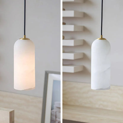 Alabaster Brass Pendant Light | Dia 3.9 x H 9.8 in / Dia 7.9 x H 59 in | Jade Minimalist Style | Metal Shade Accent | Brick by Brick