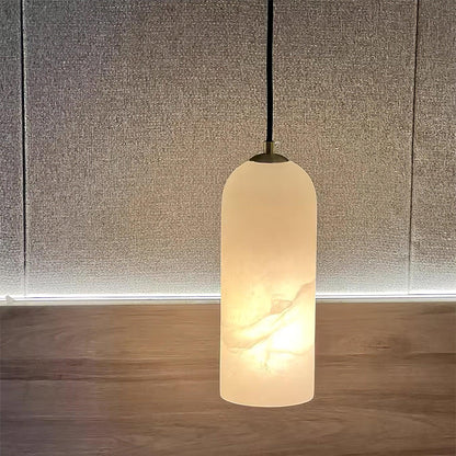 Alabaster Brass Pendant Light | Dia 3.9 x H 9.8 in / Dia 7.9 x H 59 in | Jade Minimalist Style | Metal Shade Accent | Brick by Brick