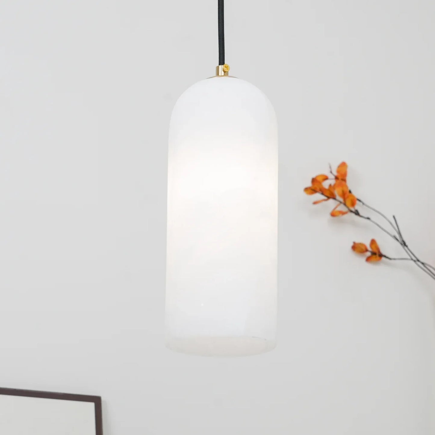 Alabaster Brass Pendant Light | Dia 3.9 x H 9.8 in / Dia 7.9 x H 59 in | Jade Minimalist Style | Metal Shade Accent | Brick by Brick