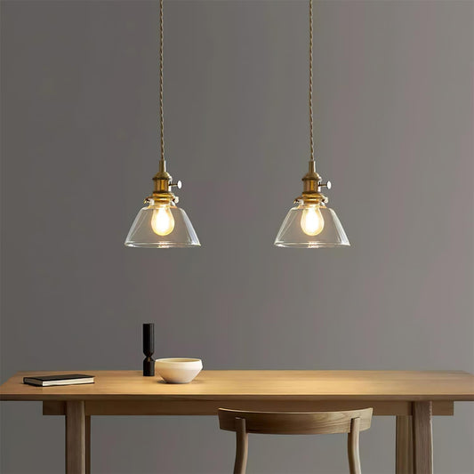 Clear Glass Globe Pendant Light | D5.3 - 5.9 in | Transparent Glass Shade + Brass Fit | Indoor Ceiling Light | Brick by Brick