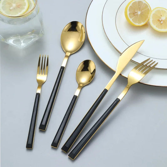 Katorari Cutlery Set | Elegant Dining Experience | Stainless Steel | Black Handles & High-Shine Finish | Brick by Brick London 0