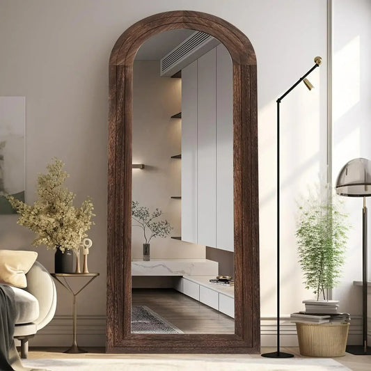 Kayo Arched Mirror | Rustic Wooden Frame | 36 Reflective Surface | Versatile Wall Decor | Brick by Brick London 0