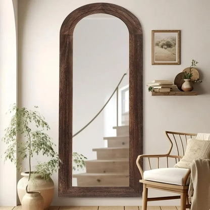 Kayo Arched Mirror | Rustic Wooden Frame | 36 Reflective Surface | Versatile Wall Decor | Brick by Brick London 3