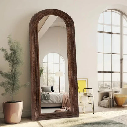 Kayo Arched Mirror | Rustic Wooden Frame | 36 Reflective Surface | Versatile Wall Decor | Brick by Brick London 4
