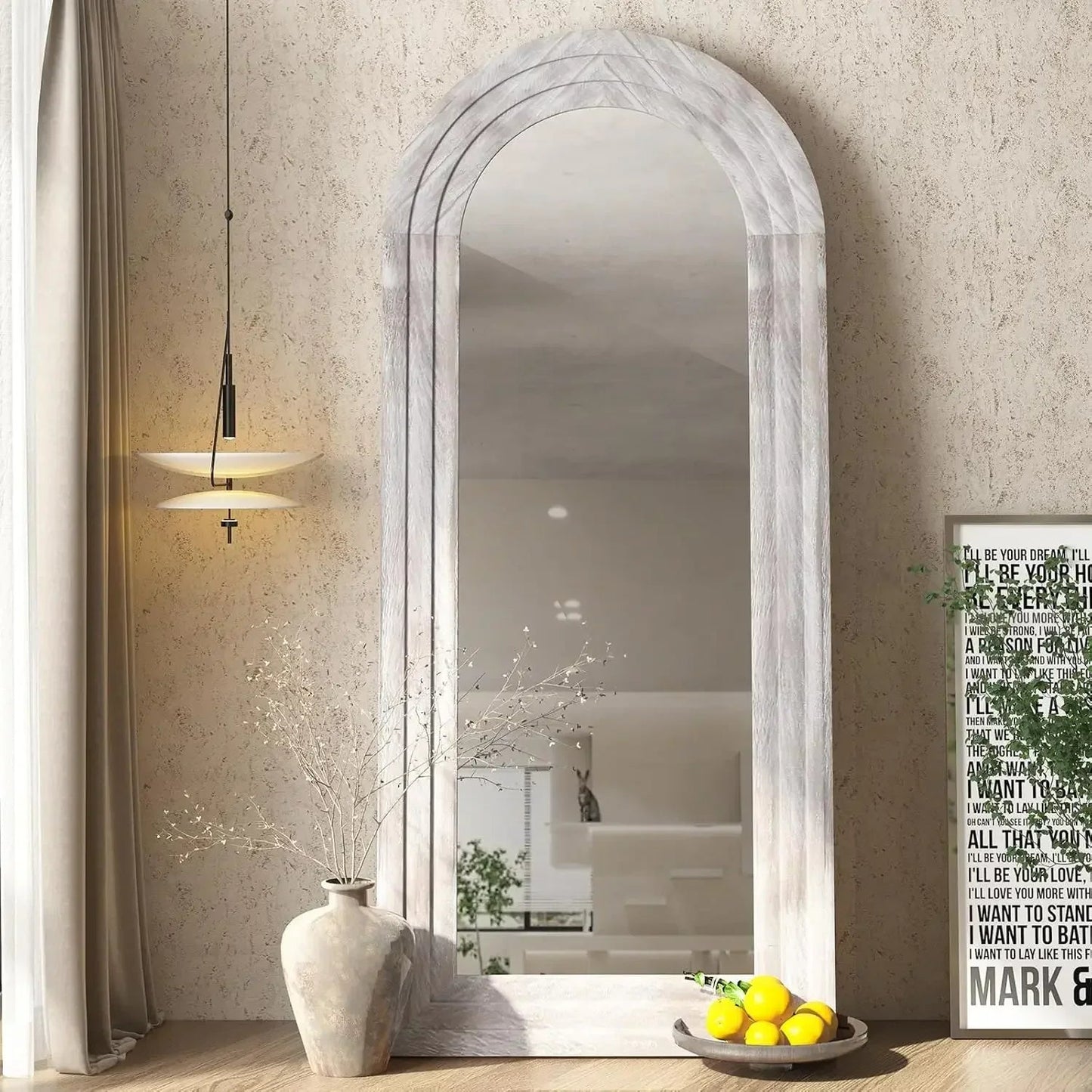 Kayo Arched Mirror | Rustic Wooden Frame | 36 Reflective Surface | Versatile Wall Decor | Brick by Brick London 5