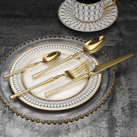 Kin Cutlery Set Gold | Elegant 4-Piece Dining Utensils | Stainless Steel | Comfortable & Durable | Brick by Brick London 0