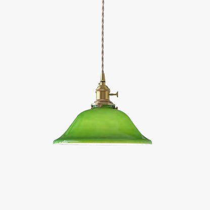 Rustic Vintage Pendant Light | D 7.5 or 9.8 in | Green Glass & Copper Finish | Industrial Ceiling Lamp | Brick by Brick