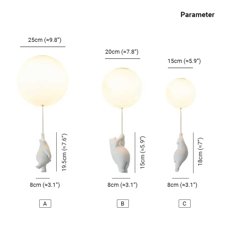 Kids LED Flush Mount Ceiling Light | H5.9 - 7.6 in | Bear Balloon Design | Resin & Acrylic | Warm Glow | Indoor | Brick by Brick