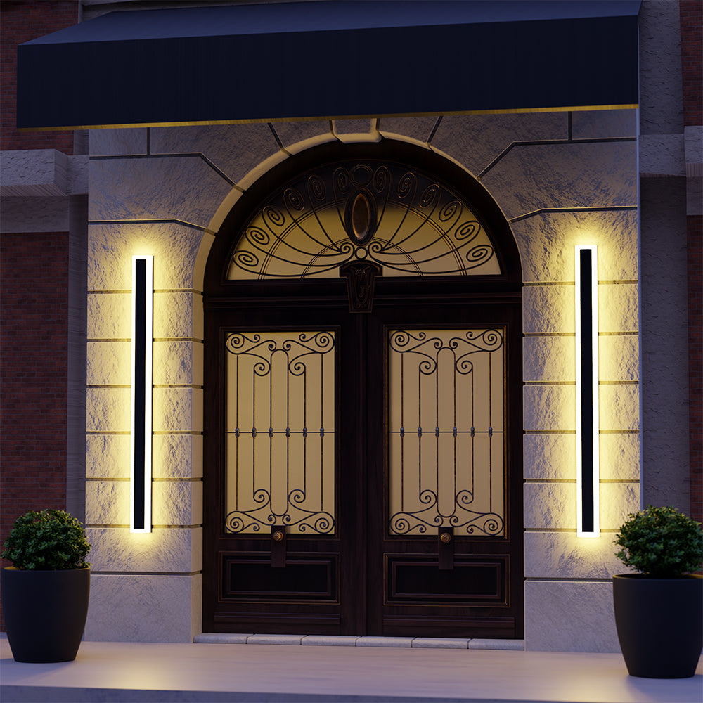Linear Outdoor Wall Light | 3.1 x 11.8 - 78.7 in | Dark Steel Finish | Edge Modern Glow | Warm or Cool LED | Brick by Brick