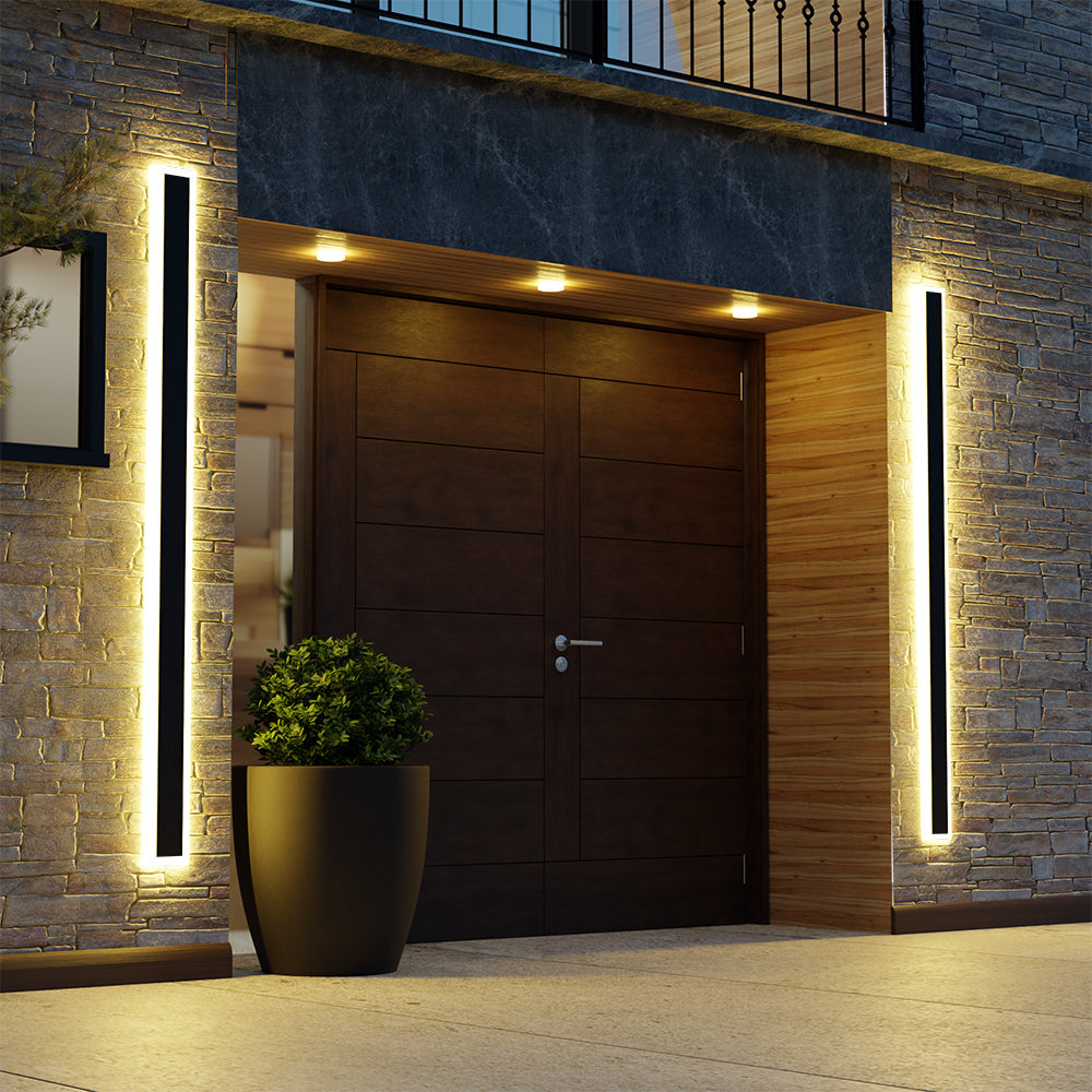 Linear Outdoor Wall Light | 3.1 x 11.8 - 78.7 in | Dark Steel Finish | Edge Modern Glow | Warm or Cool LED | Brick by Brick