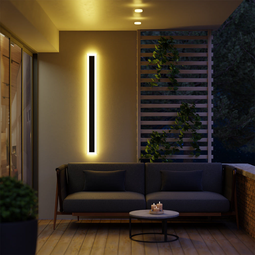Linear Outdoor Wall Light | 3.1 x 11.8 - 78.7 in | Dark Steel Finish | Edge Modern Glow | Warm or Cool LED | Brick by Brick