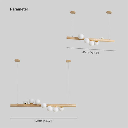 Glass Bubble Pendant Light | 31.5 - 47.2 in | Wood Walnut | Modern LED Ceiling Light | Living Room | Dining Room | Brick by Brick