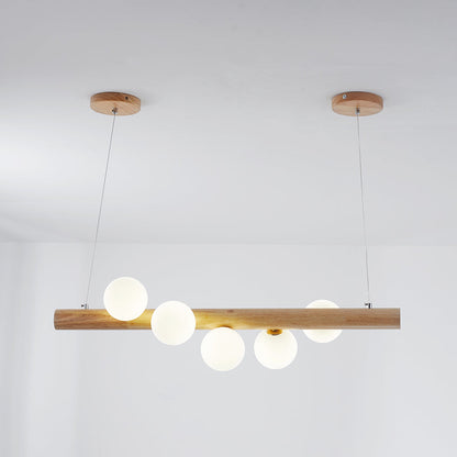 Glass Bubble Pendant Light | 31.5 - 47.2 in | Wood Walnut | Modern LED Ceiling Light | Living Room | Dining Room | Brick by Brick