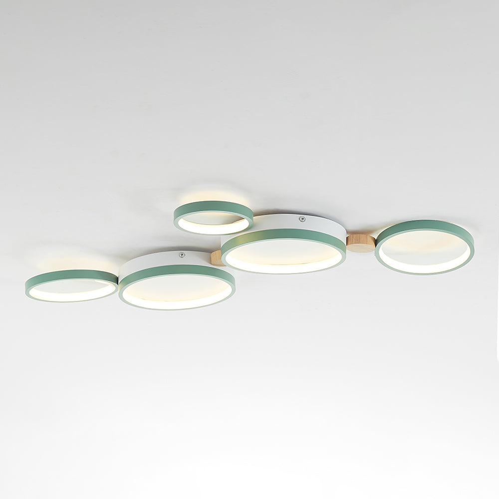 Modern LED Ceiling Light | Triple Ring Gray Metal Design | Energy-Efficient Warm White Fixture | Brick by Brick