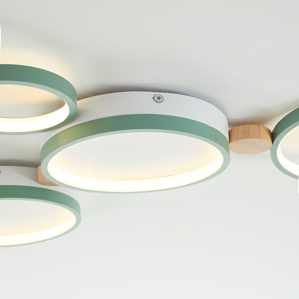 Modern LED Ceiling Light | Triple Ring Gray Metal Design | Energy-Efficient Warm White Fixture | Brick by Brick