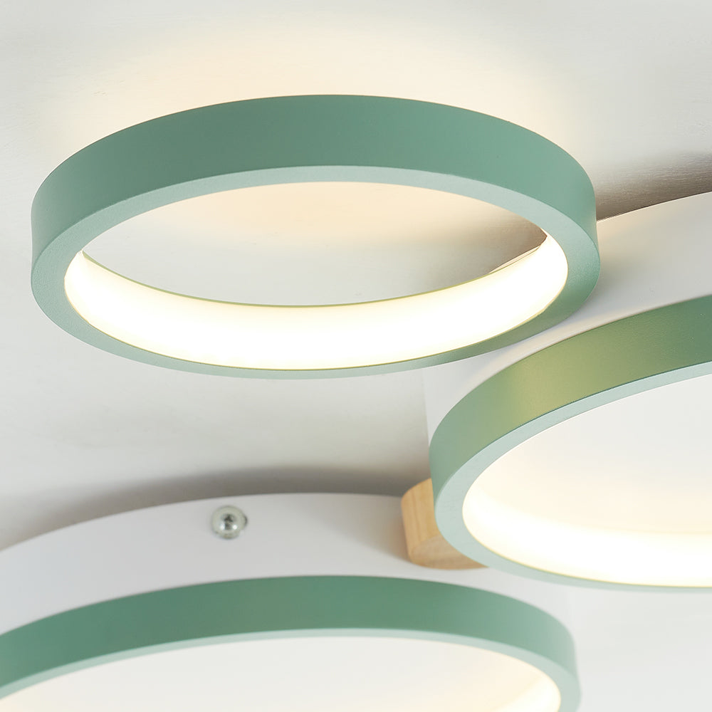 Modern LED Ceiling Light | Triple Ring Gray Metal Design | Energy-Efficient Warm White Fixture | Brick by Brick