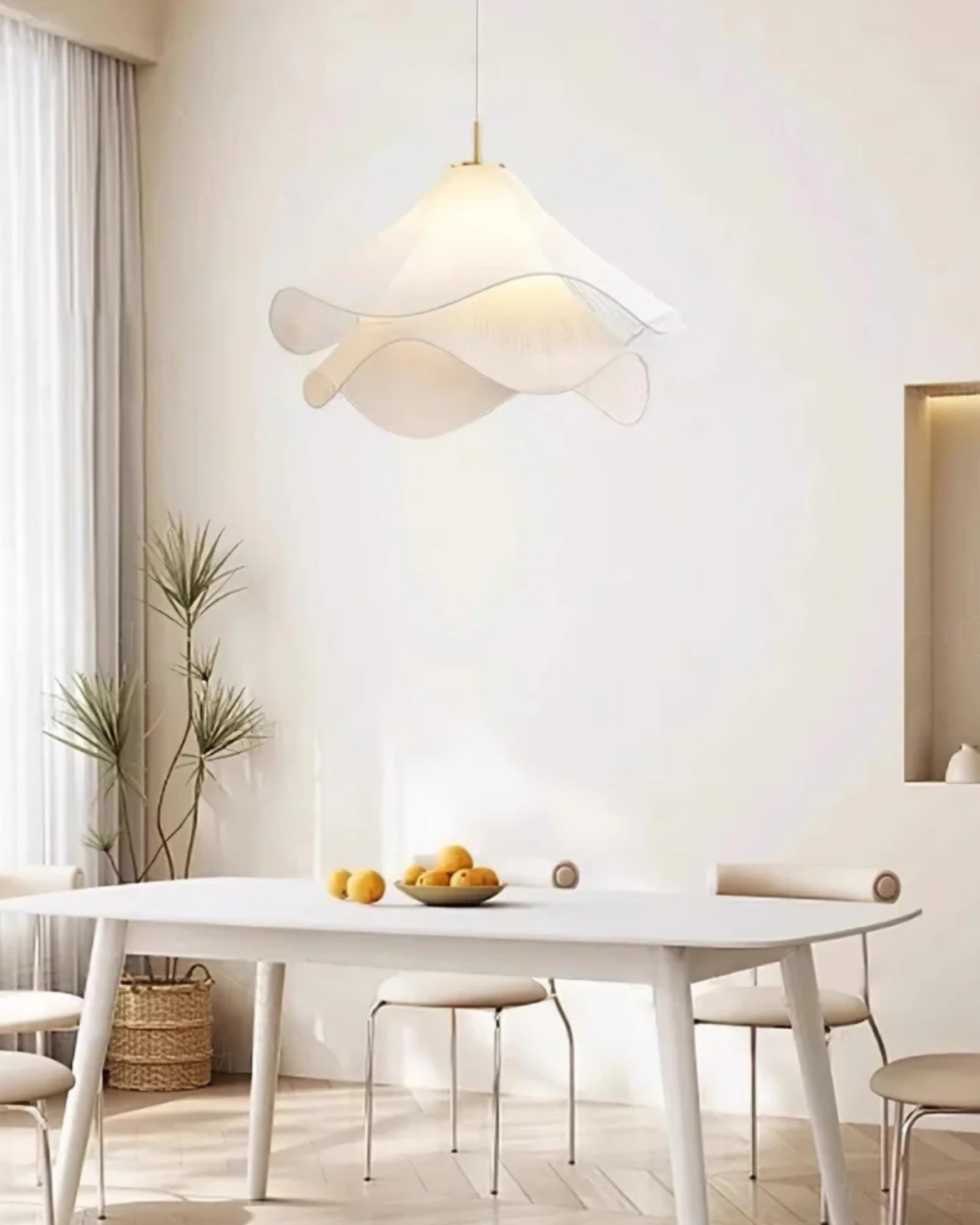 Soft Bloom Pendant Light | 16″–20″ Fabric Ceiling Lamp | Sculptural Ambience