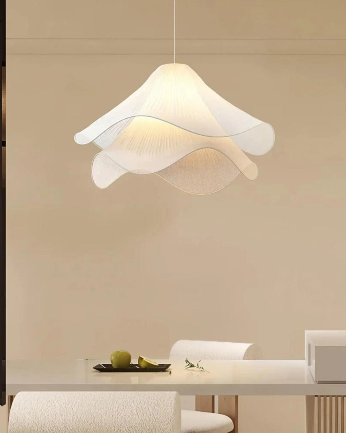 Soft Bloom Pendant Light | 16″–20″ Fabric Ceiling Lamp | Sculptural Ambience