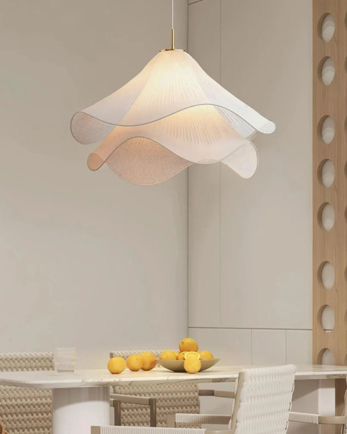 Soft Bloom Pendant Light | 16″–20″ Fabric Ceiling Lamp | Sculptural Ambience