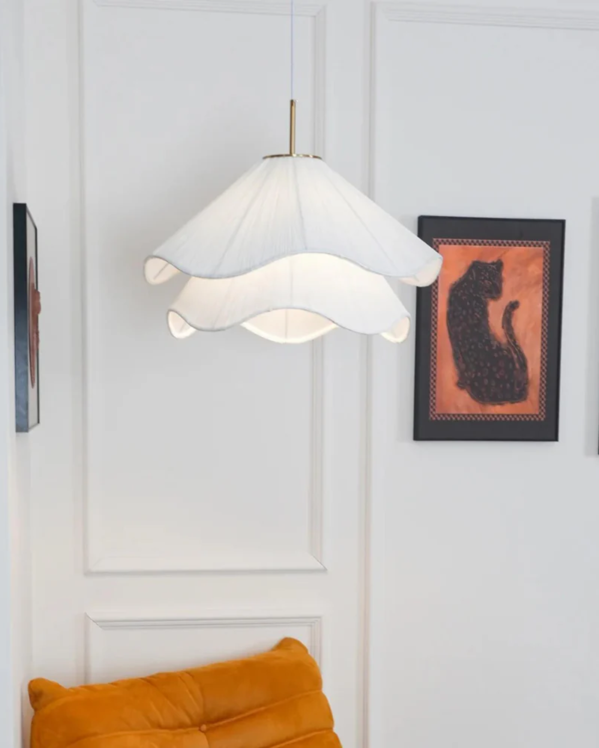 Soft Bloom Pendant Light | 16″–20″ Fabric Ceiling Lamp | Sculptural Ambience