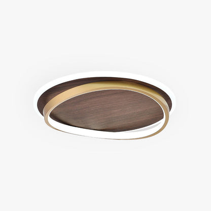 Modern Round Flush Mount Ceiling Light | 14.6 - 22.4 in x 3.5 - 3.9 in | Dimmable LED | Gold Metal & Acrylic | Brick by Brick