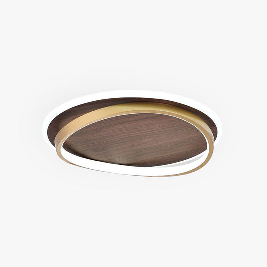 Modern Round Flush Mount Ceiling Light | 14.6 - 22.4 in x 3.5 - 3.9 in | Dimmable LED | Gold Metal & Acrylic | Brick by Brick