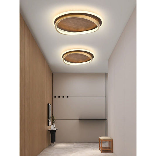 Modern Round Flush Mount Ceiling Light | 14.6 - 22.4 in x 3.5 - 3.9 in | Dimmable LED | Gold Metal & Acrylic | Brick by Brick