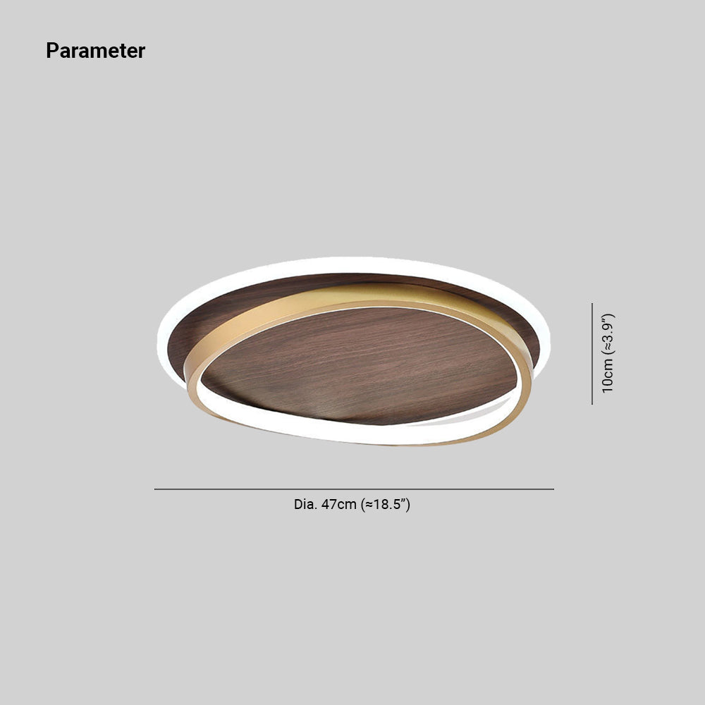 Modern Round Flush Mount Ceiling Light | 14.6 - 22.4 in x 3.5 - 3.9 in | Dimmable LED | Gold Metal & Acrylic | Brick by Brick