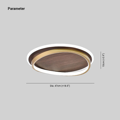 Modern Round Flush Mount Ceiling Light | 14.6 - 22.4 in x 3.5 - 3.9 in | Dimmable LED | Gold Metal & Acrylic | Brick by Brick