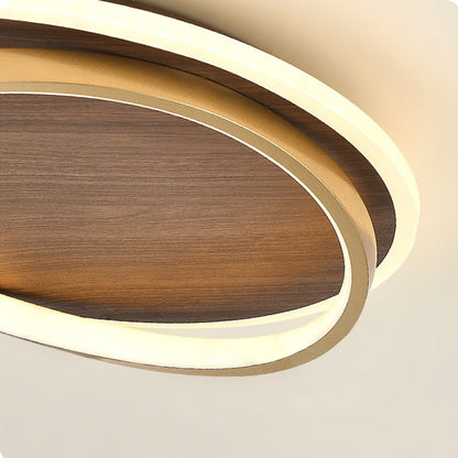 Modern Round Flush Mount Ceiling Light | 14.6 - 22.4 in x 3.5 - 3.9 in | Dimmable LED | Gold Metal & Acrylic | Brick by Brick