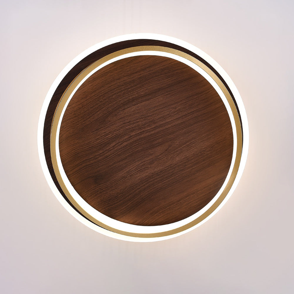 Modern Round Flush Mount Ceiling Light | 14.6 - 22.4 in x 3.5 - 3.9 in | Dimmable LED | Gold Metal & Acrylic | Brick by Brick