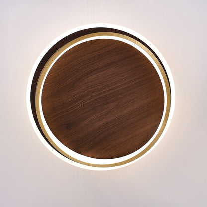 Modern Round Flush Mount Ceiling Light | 14.6 - 22.4 in x 3.5 - 3.9 in | Dimmable LED | Gold Metal & Acrylic | Brick by Brick