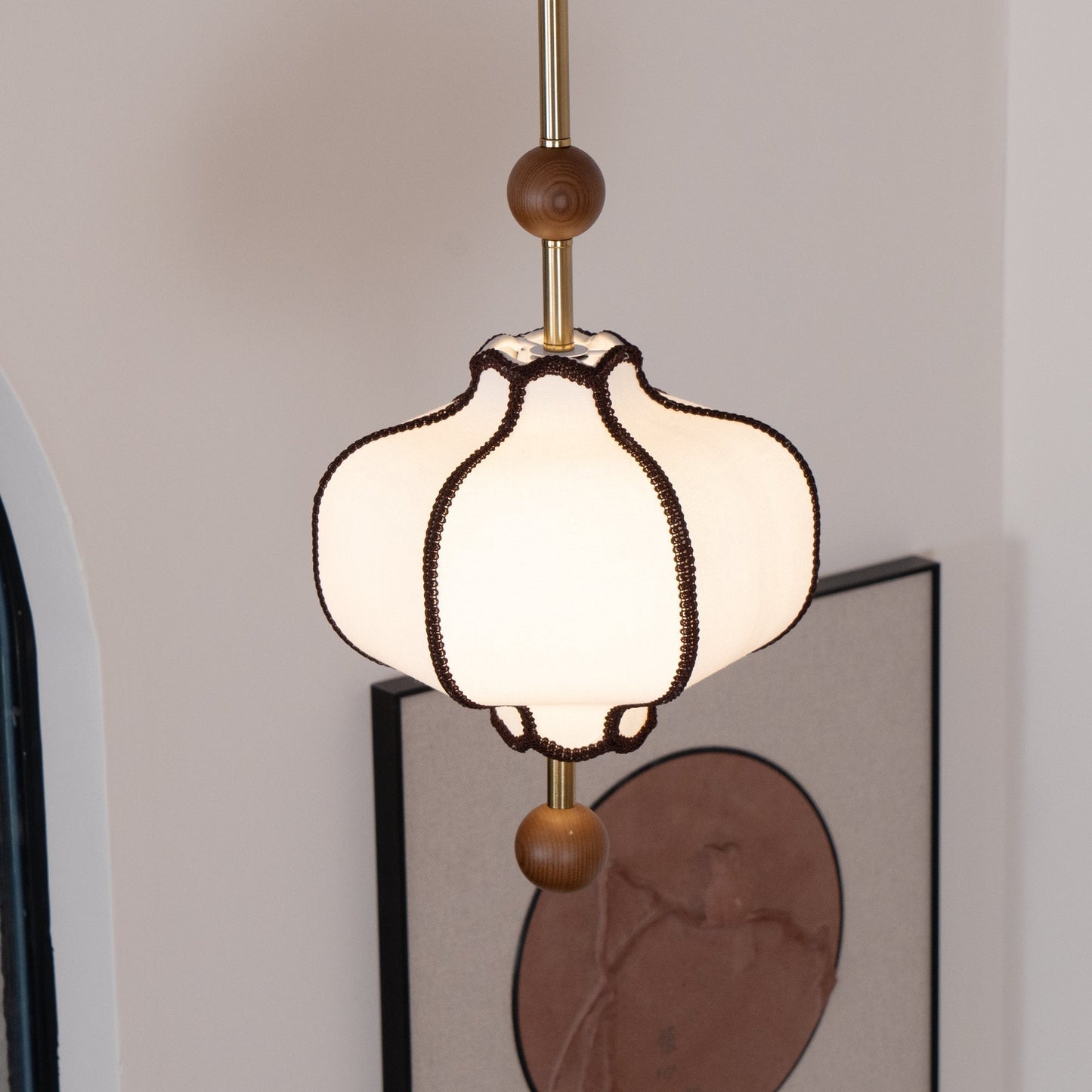 Contemporary Pendant Light | 9.8 - 19.7 in | Fabric Lantern Shade | Adjustable Cord | Soft Ambient Glow | Brick by Brick