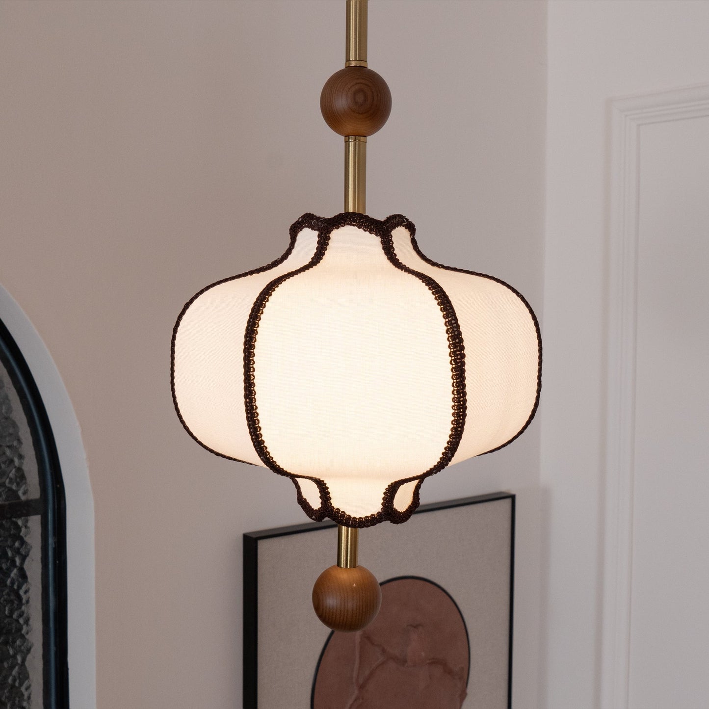 Contemporary Pendant Light | 9.8 - 19.7 in | Fabric Lantern Shade | Adjustable Cord | Soft Ambient Glow | Brick by Brick