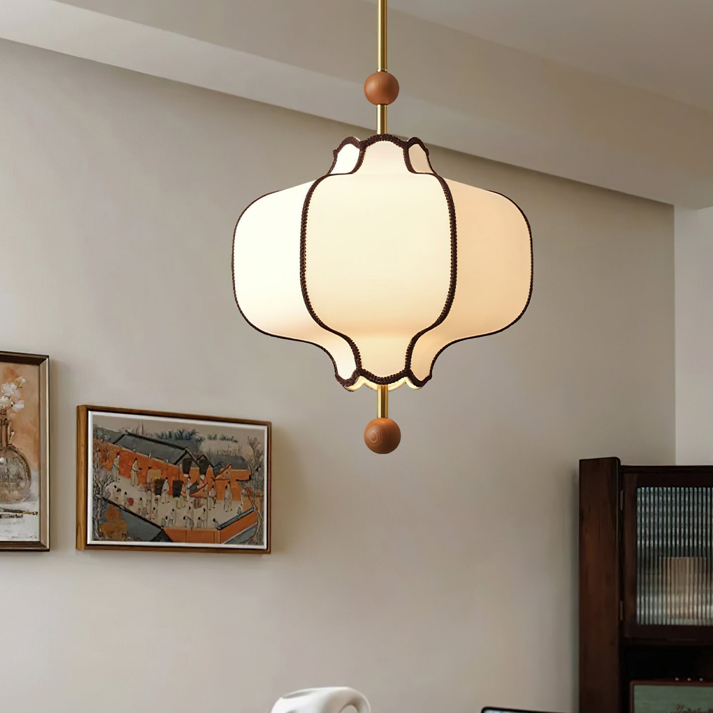 Contemporary Pendant Light | 9.8 - 19.7 in | Fabric Lantern Shade | Adjustable Cord | Soft Ambient Glow | Brick by Brick