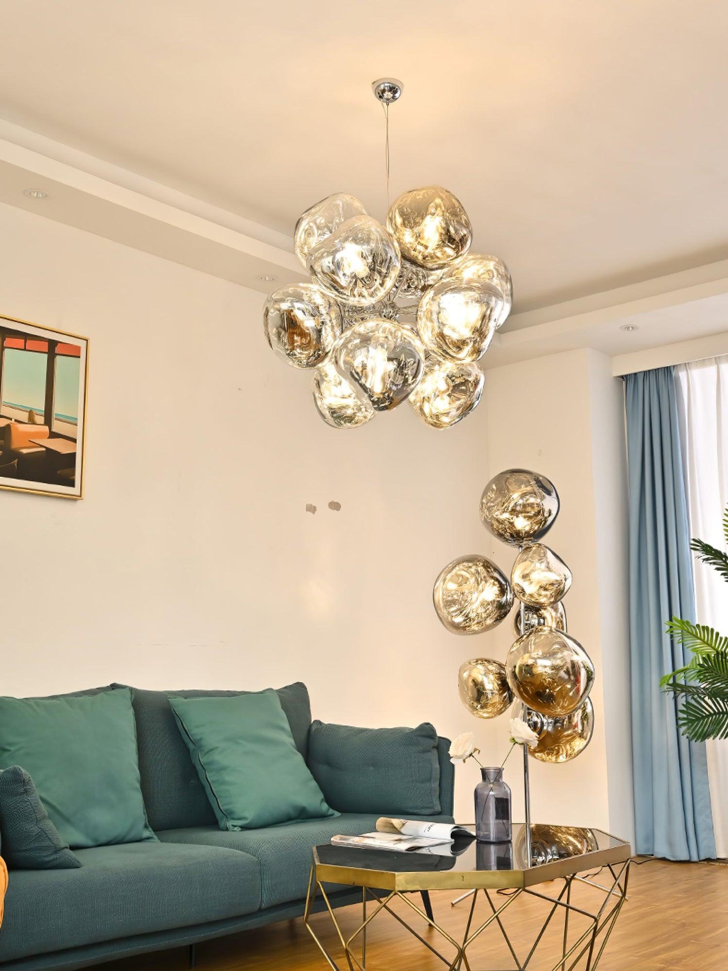 Cluster Glass Pendant Light | 23.6 - 33.5 in | Contemporary Blown Glass Cluster Pendant | Adjustable Hanging Feature | Brick by Brick