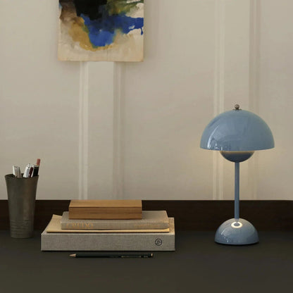 Vintage Cordless Table Lamp | Rechargeable with Pleated Fabric Shade | Touch Dimmable