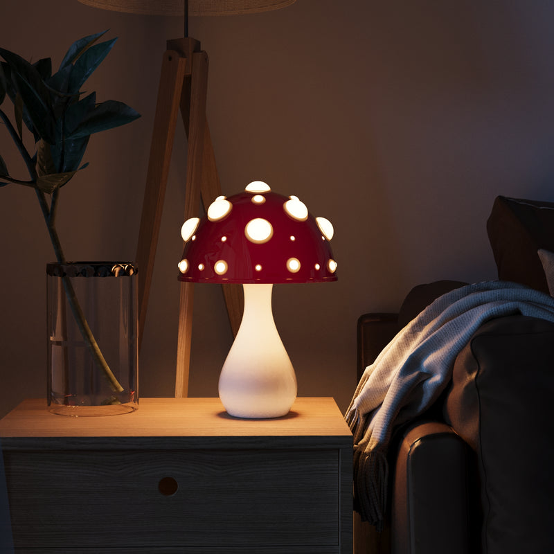 Retro Mushroom LED Table Lamp | Warm Ambient Glow | Corded or Cordless | Brick by Brick