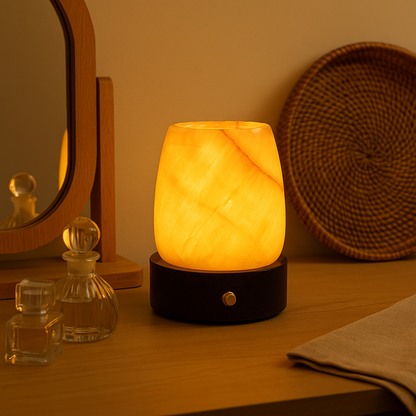 Marble Aromatherapy Lamp | 5 x 4 in | Solid Stone Diffuser | USB-C LED Night Light | Brick by Brick