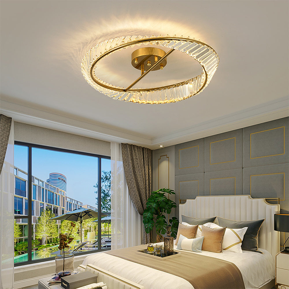 Crystal LED Round Ceiling Light | 15.8 or 19.69 in | Elegant Crystal and Stainless Steel Fixture | Soft Balanced Glow | Brick by Brick
