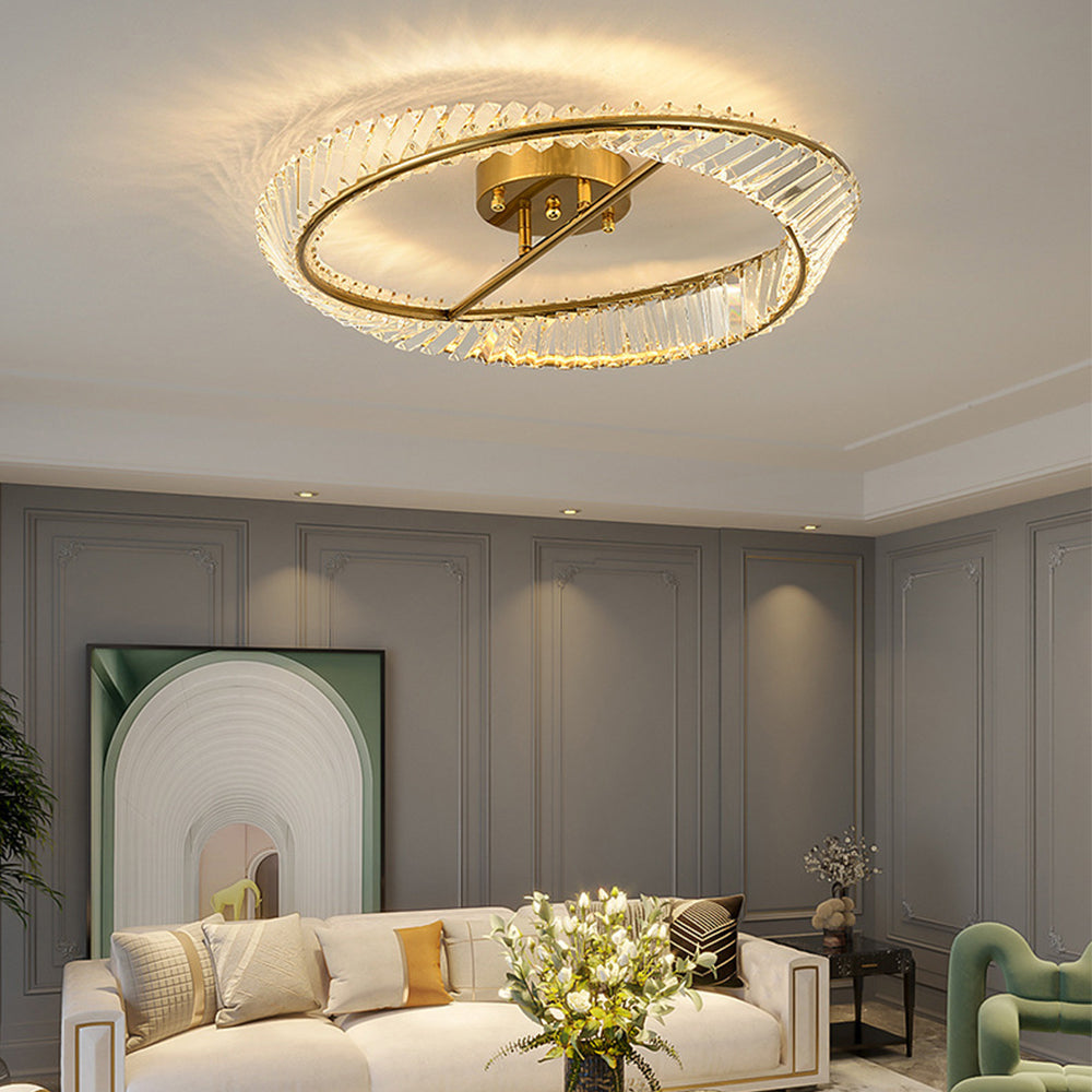 Crystal LED Round Ceiling Light | 15.8 or 19.69 in | Elegant Crystal and Stainless Steel Fixture | Soft Balanced Glow | Brick by Brick