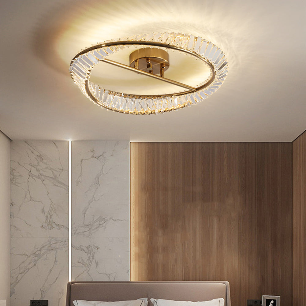 Crystal LED Round Ceiling Light | 15.8 or 19.69 in | Elegant Crystal and Stainless Steel Fixture | Soft Balanced Glow | Brick by Brick
