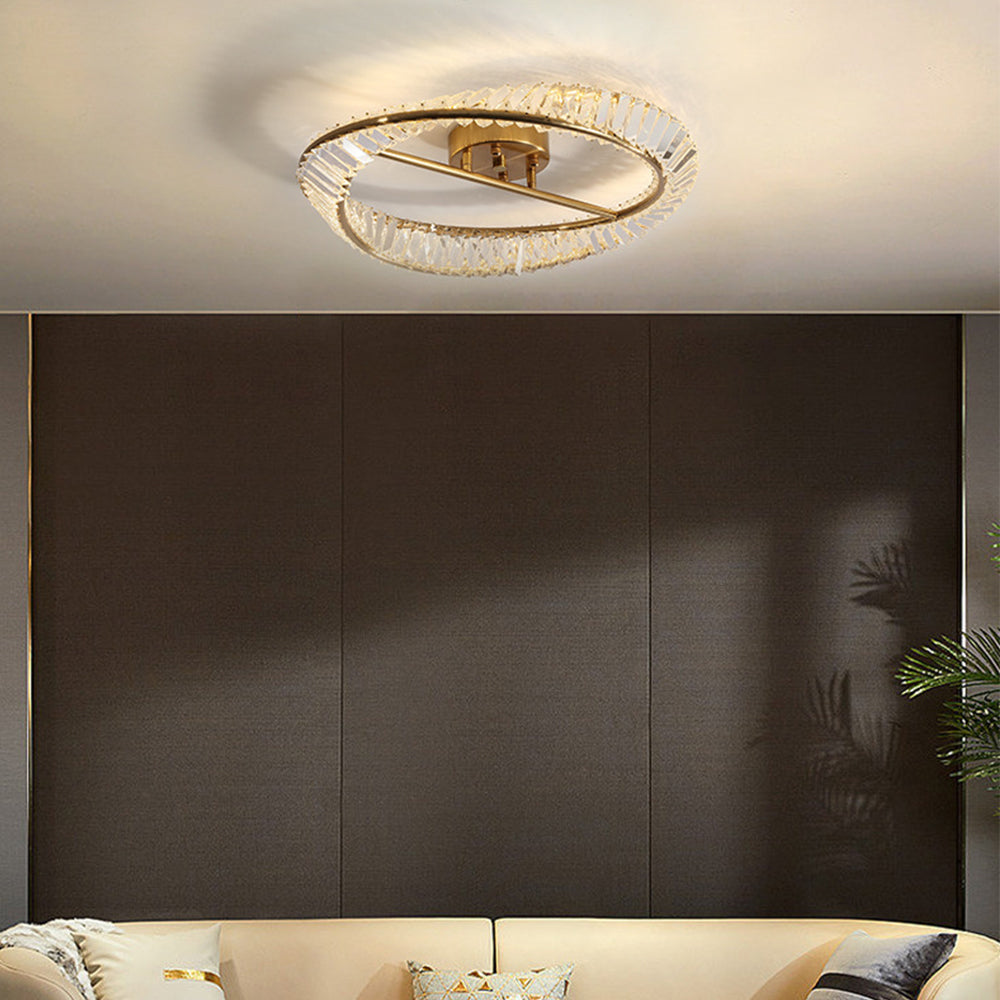 Crystal LED Round Ceiling Light | 15.8 or 19.69 in | Elegant Crystal and Stainless Steel Fixture | Soft Balanced Glow | Brick by Brick
