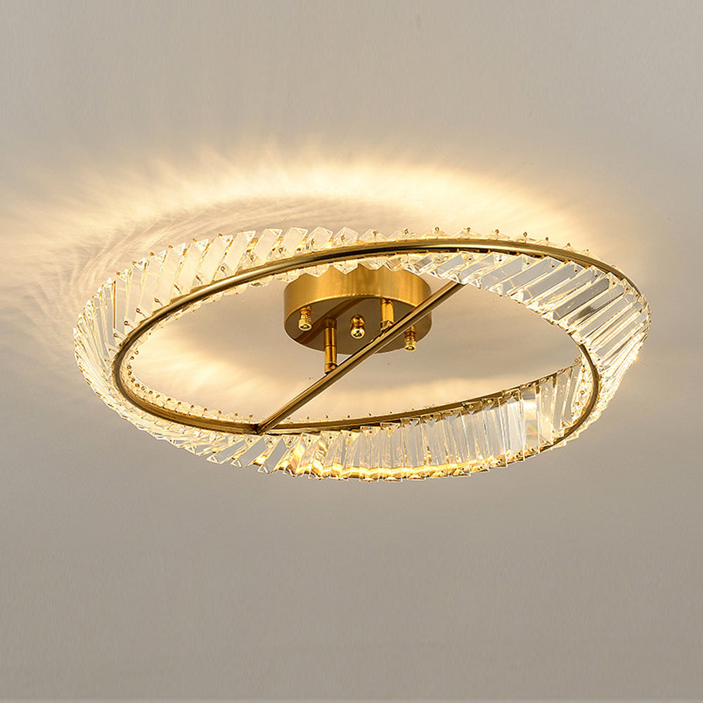 Crystal LED Round Ceiling Light | 15.8 or 19.69 in | Elegant Crystal and Stainless Steel Fixture | Soft Balanced Glow | Brick by Brick