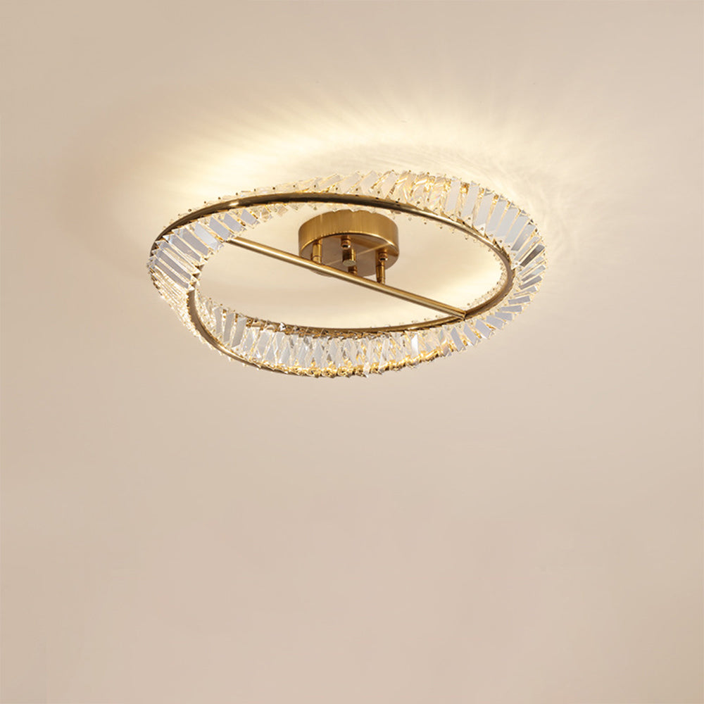 Crystal LED Round Ceiling Light | 15.8 or 19.69 in | Elegant Crystal and Stainless Steel Fixture | Soft Balanced Glow | Brick by Brick