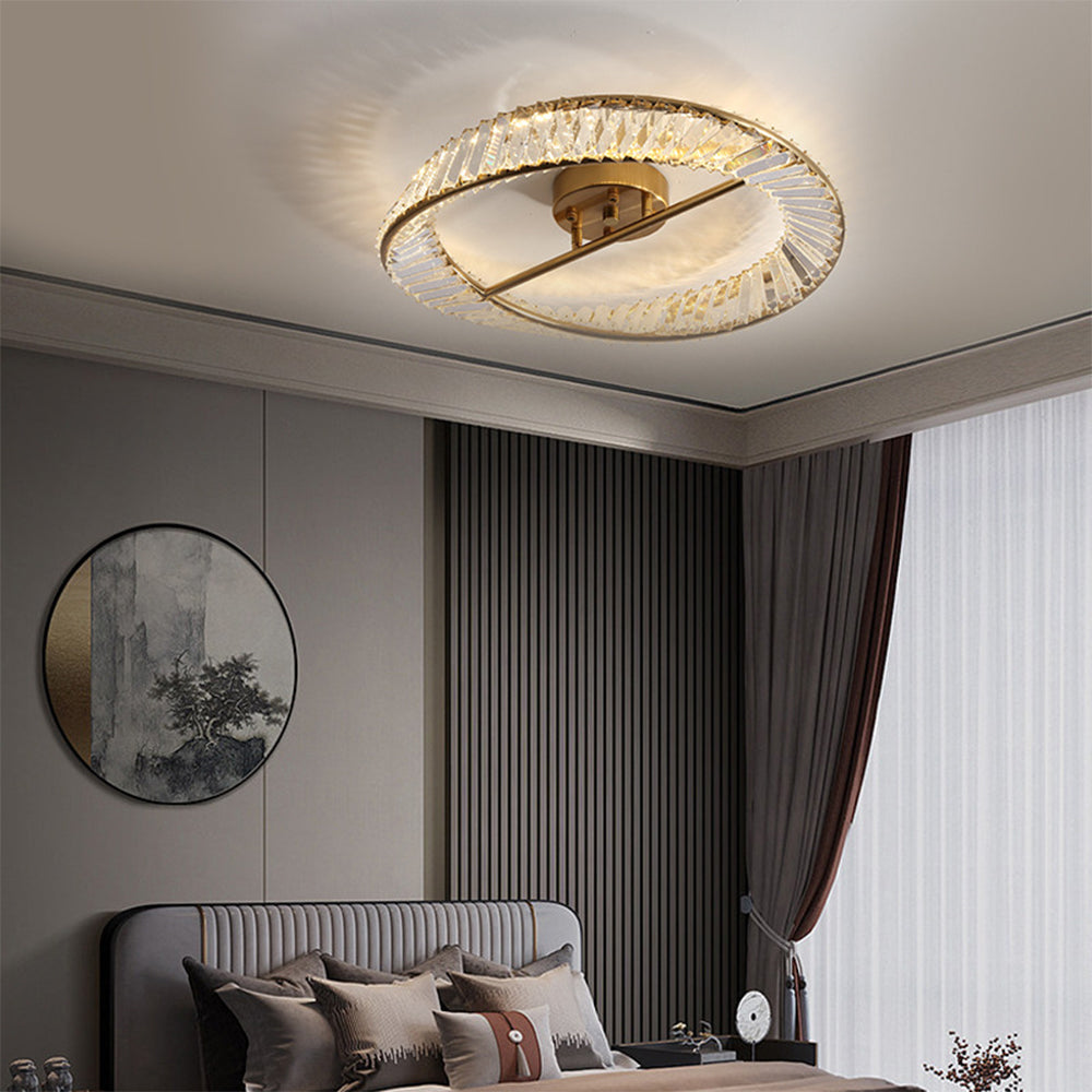 Crystal LED Round Ceiling Light | 15.8 or 19.69 in | Elegant Crystal and Stainless Steel Fixture | Soft Balanced Glow | Brick by Brick