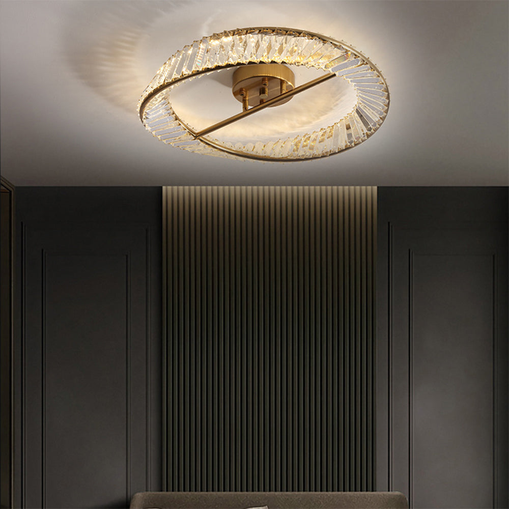 Crystal LED Round Ceiling Light | 15.8 or 19.69 in | Elegant Crystal and Stainless Steel Fixture | Soft Balanced Glow | Brick by Brick